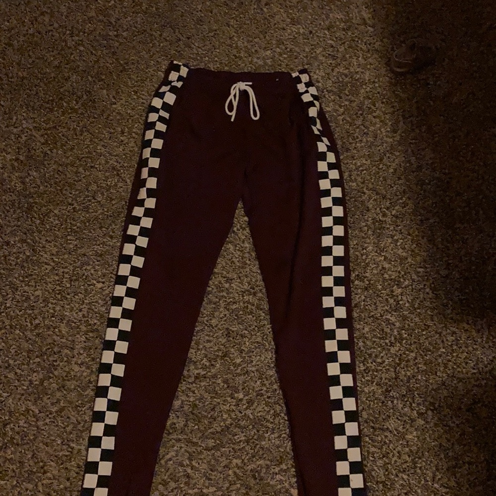 Maroon checkered sweatpants